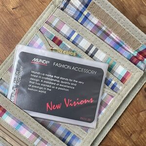 NWOT Cloth wallet by Mundi - Tan Fabric Wallet with plaid interior!